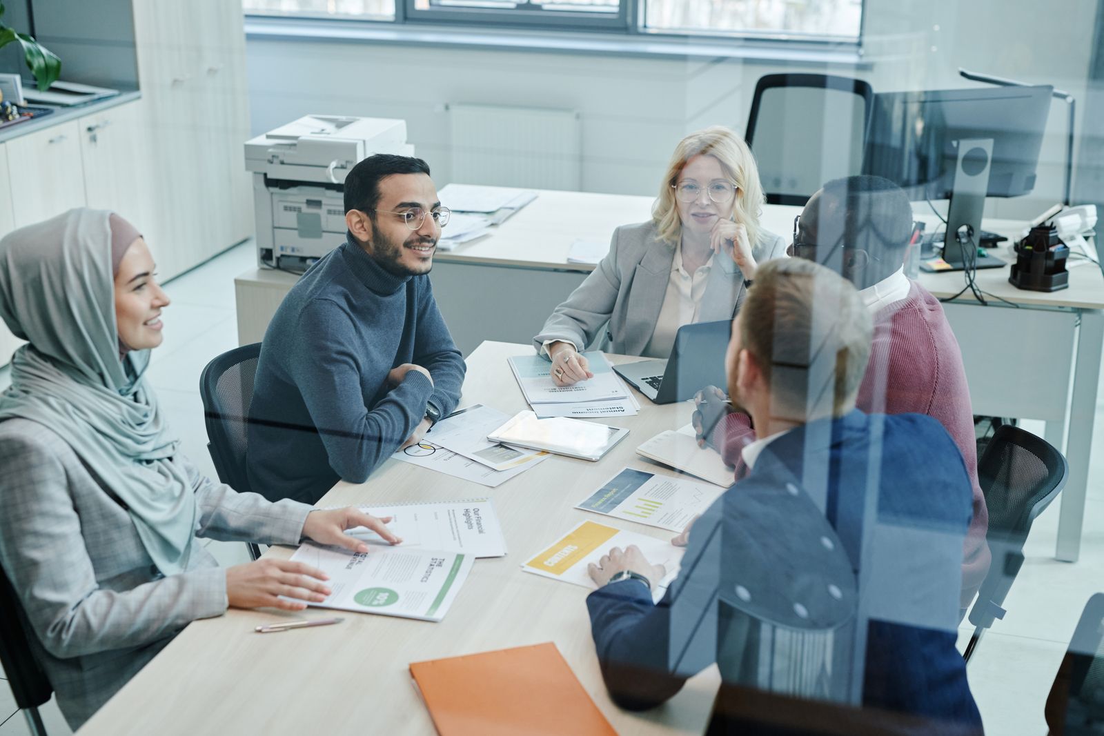 Team discussion around a table
